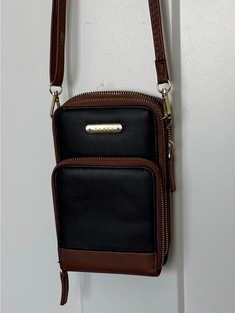 cluci Two Tone Black Brown Small Crossbody Bag